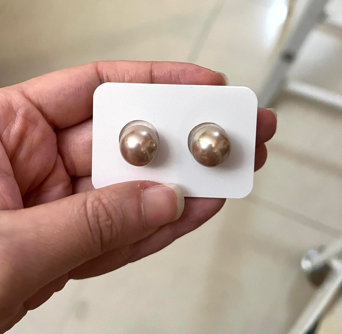 12mm Light Bronze Tone Premium Edison Pearls Earrings