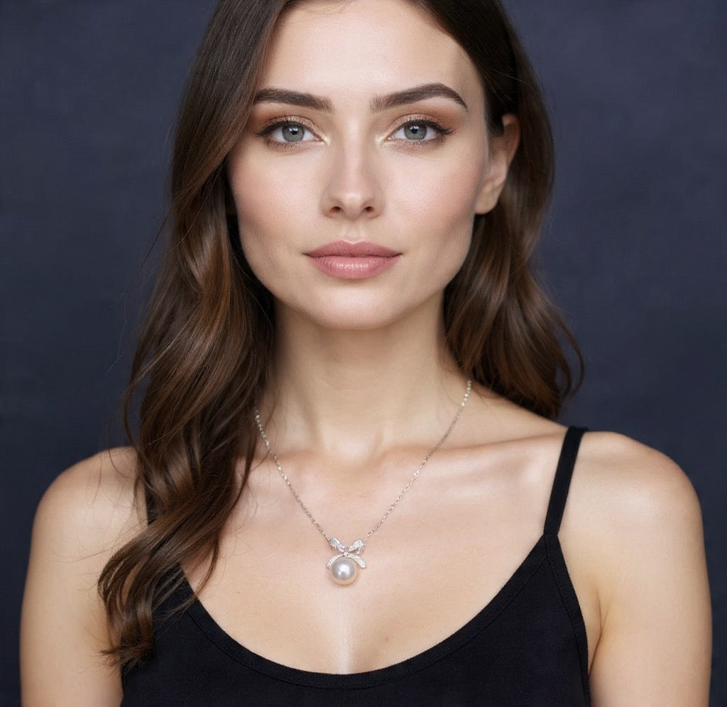 7.5mm Sterling Silver Bow Pendant (Made to order)