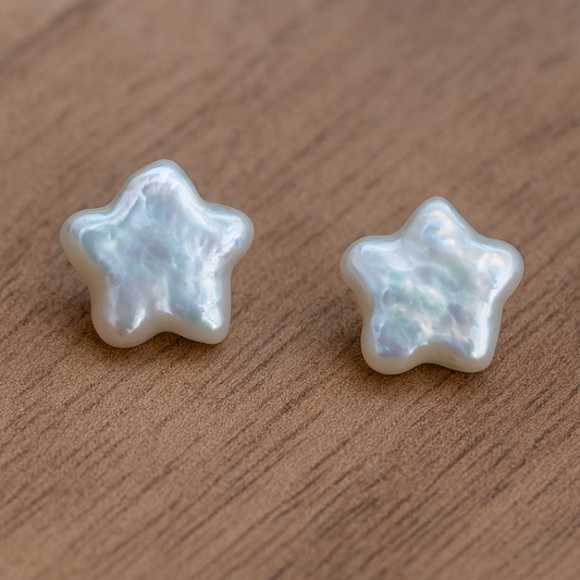 11-12mm Star-Shaped Pearl Earrings