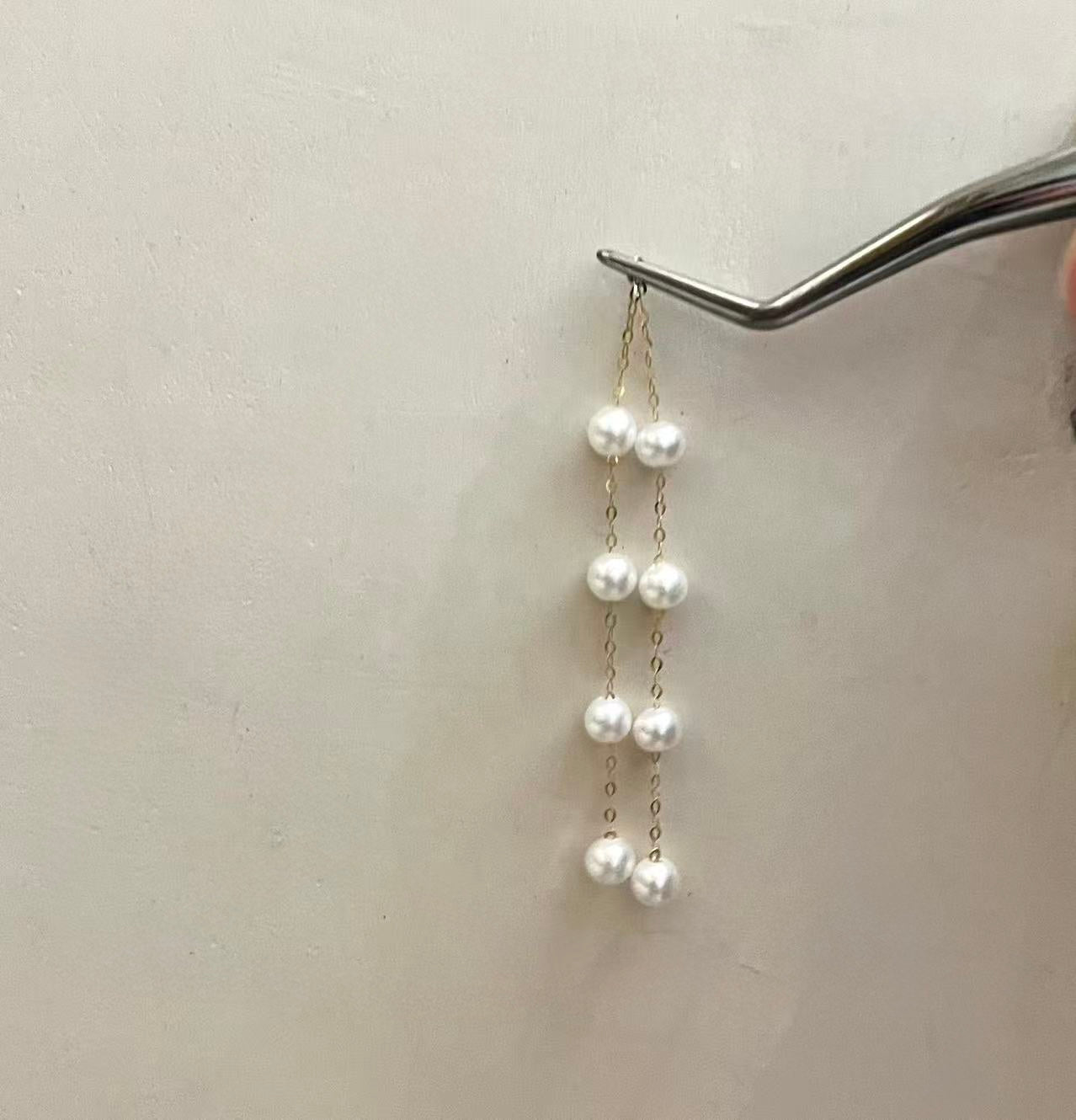 18K 淡水極光珍珠耳線