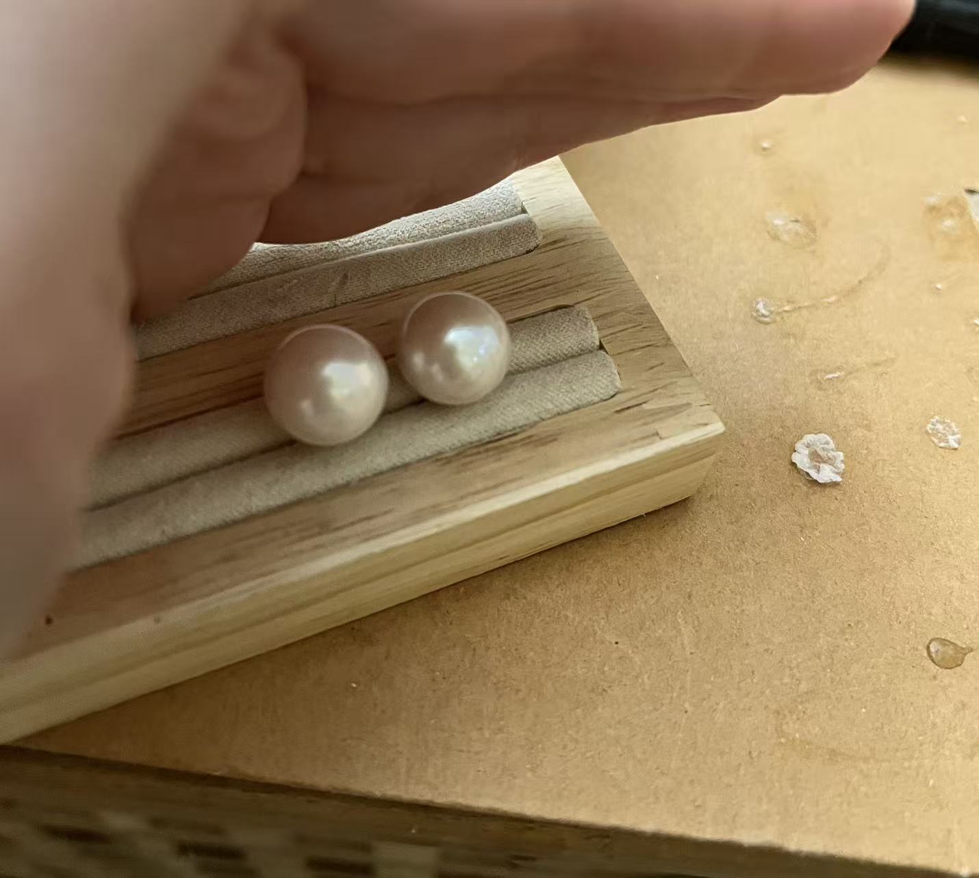 12–13 mm 愛迪生粉光白珍珠耳環