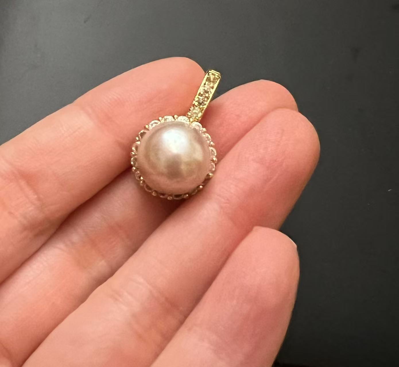 14K Gold-Plated Sunflower Pendant with Zirconia and Pearl