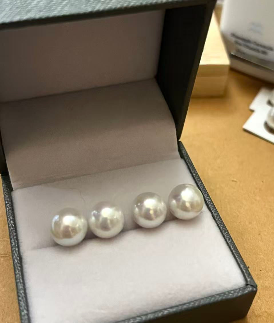 9.7mm 頂級淡水賽澳白珍珠耳環
