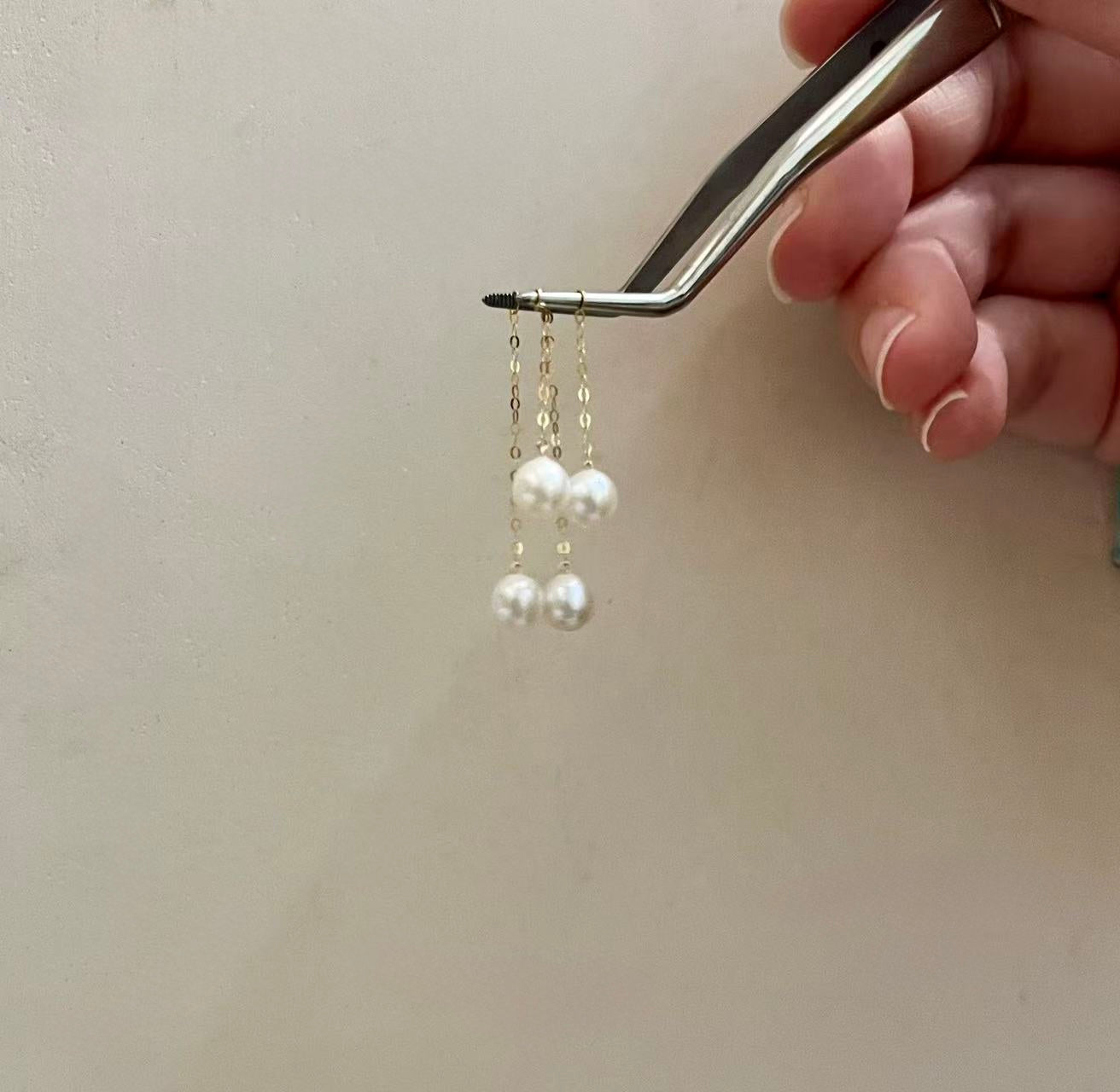 18K 淡水極光珍珠耳線