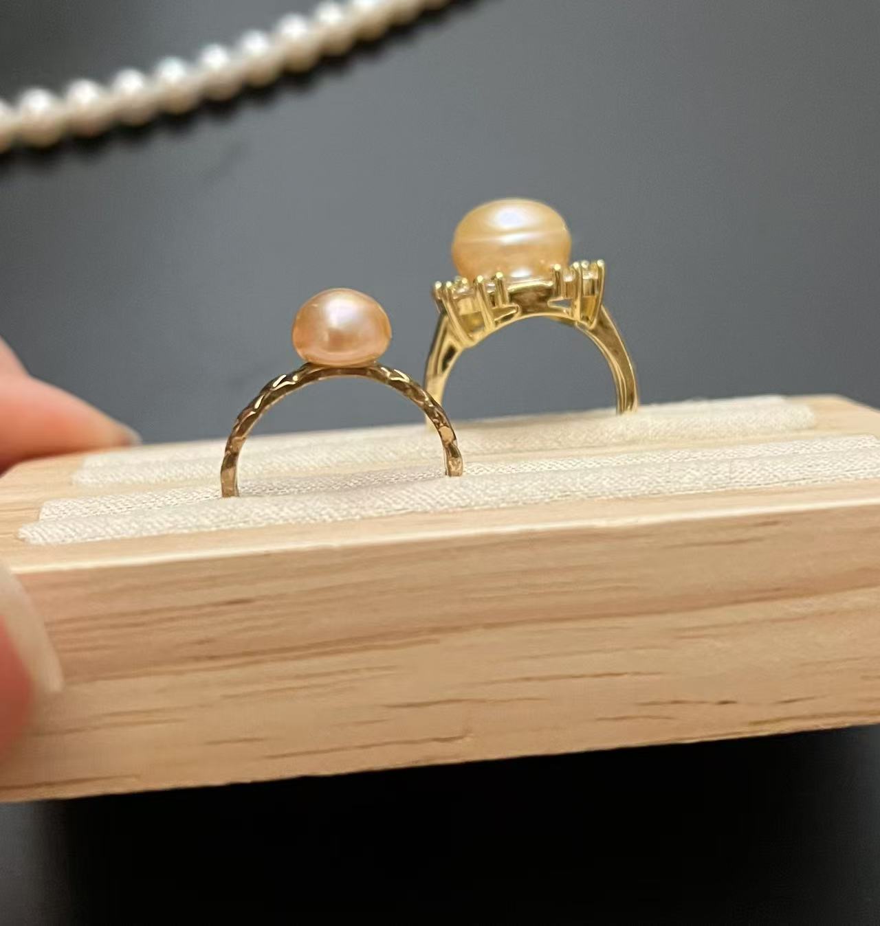 Orange Freshwater Natural Pearl Series Rings