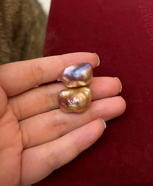 20–21mm Baroque Metallic-Luster Stone Earrings