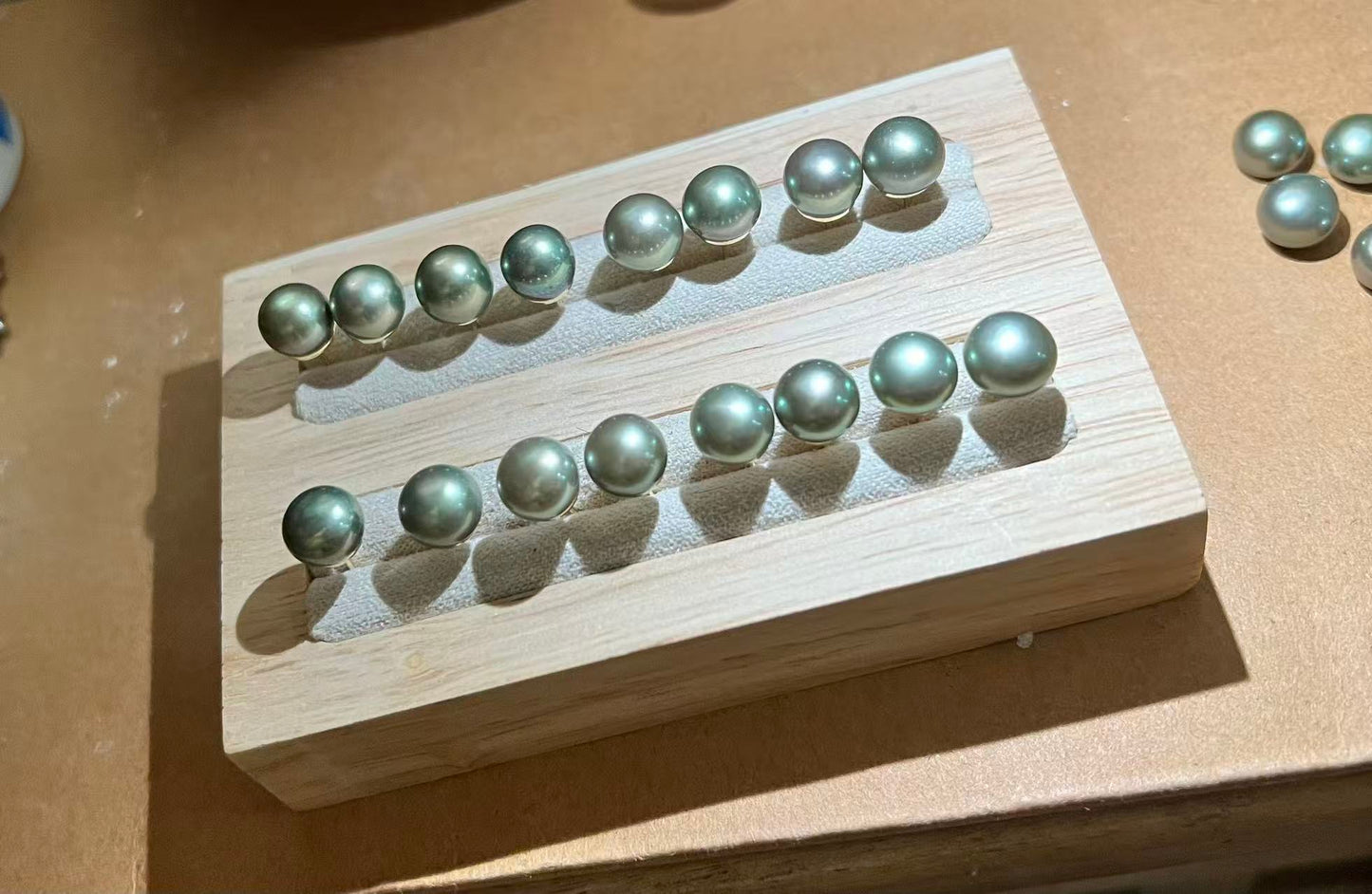 7–8mm Freshwater Peacock Green Pearl Earrings