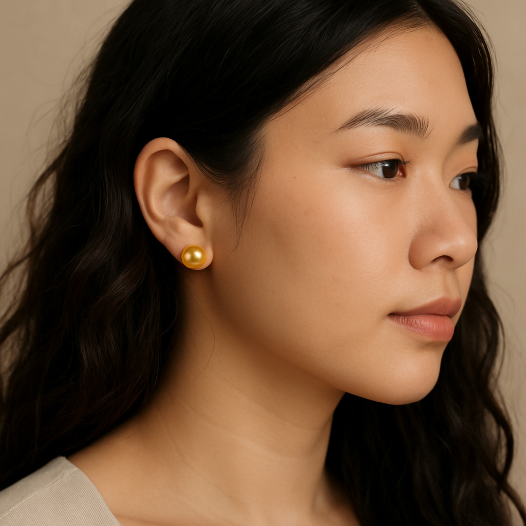 10-11mm South Sea Golden Pearl Earrings (with 18K Gold Post)