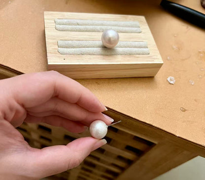 12–13 mm 愛迪生粉光白珍珠耳環