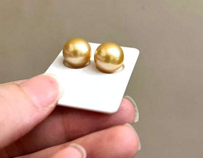 10-11mm South Sea Golden Pearl Earrings (with 18K Gold Post)