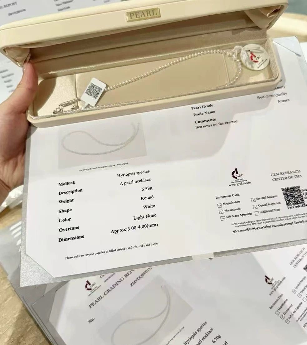 3-4mm Aurora Baby Pearl Necklace (With GRC Certificate)