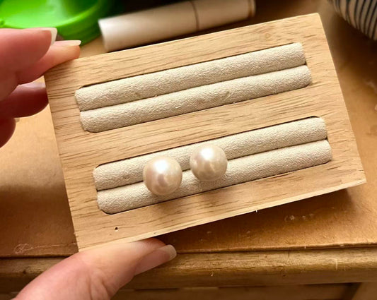 11 mm 愛迪生粉光珍珠耳環