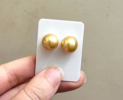 10-11mm South Sea Golden Pearl Earrings (with 18K Gold Post)