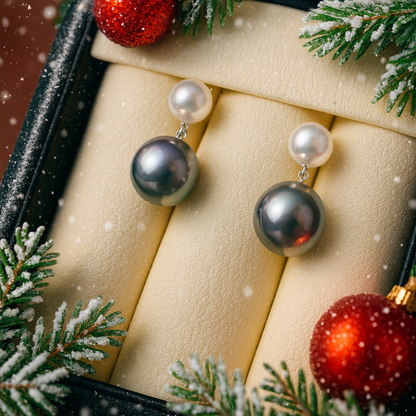 Akoya with Tahitian Black Pearl Earrings (Made to you)