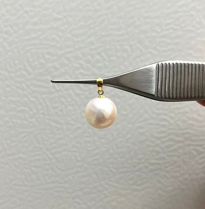 11.6mm 超稀有淡水極光粉完美圓珍珠吊墜
