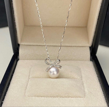 7.5mm Sterling Silver Bow Pendant (Made to order)