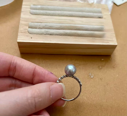 8.9mm 日本AKOYA 真多麻巴洛克珍珠介指