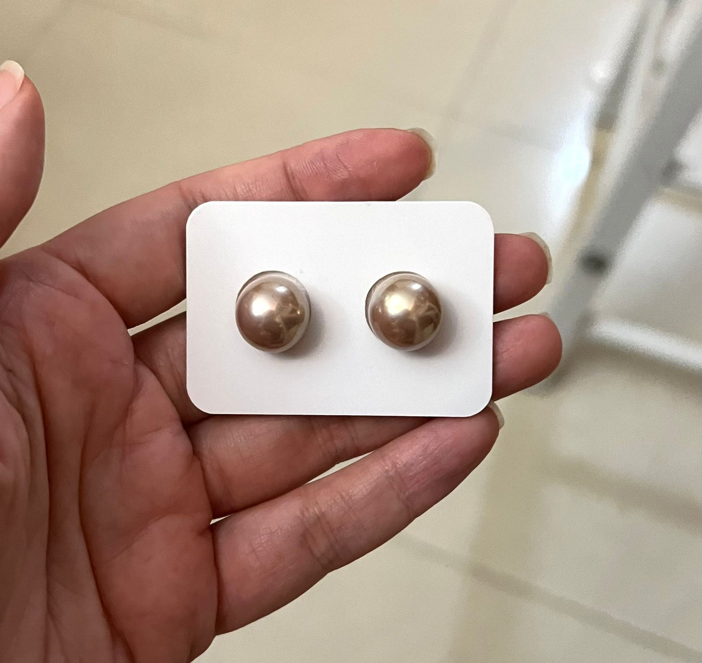 12mm Light Bronze Tone Premium Edison Pearls Earrings