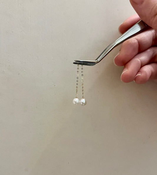 18K 淡水極光珍珠耳線