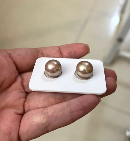 12mm Light Bronze Tone Premium Edison Pearls Earrings