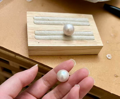 12–13 mm 愛迪生粉光白珍珠耳環