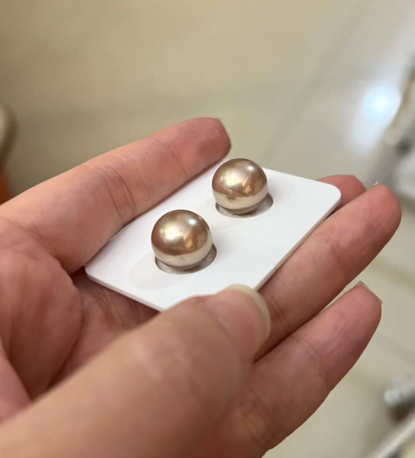 12mm Light Bronze Tone Premium Edison Pearls Earrings