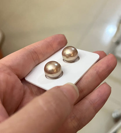 12mm Light Bronze Tone Premium Edison Pearls Earrings