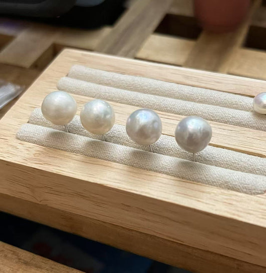 9.5mm Wrinkled Near-Round Pearl Earrings (Special Color Pairs)