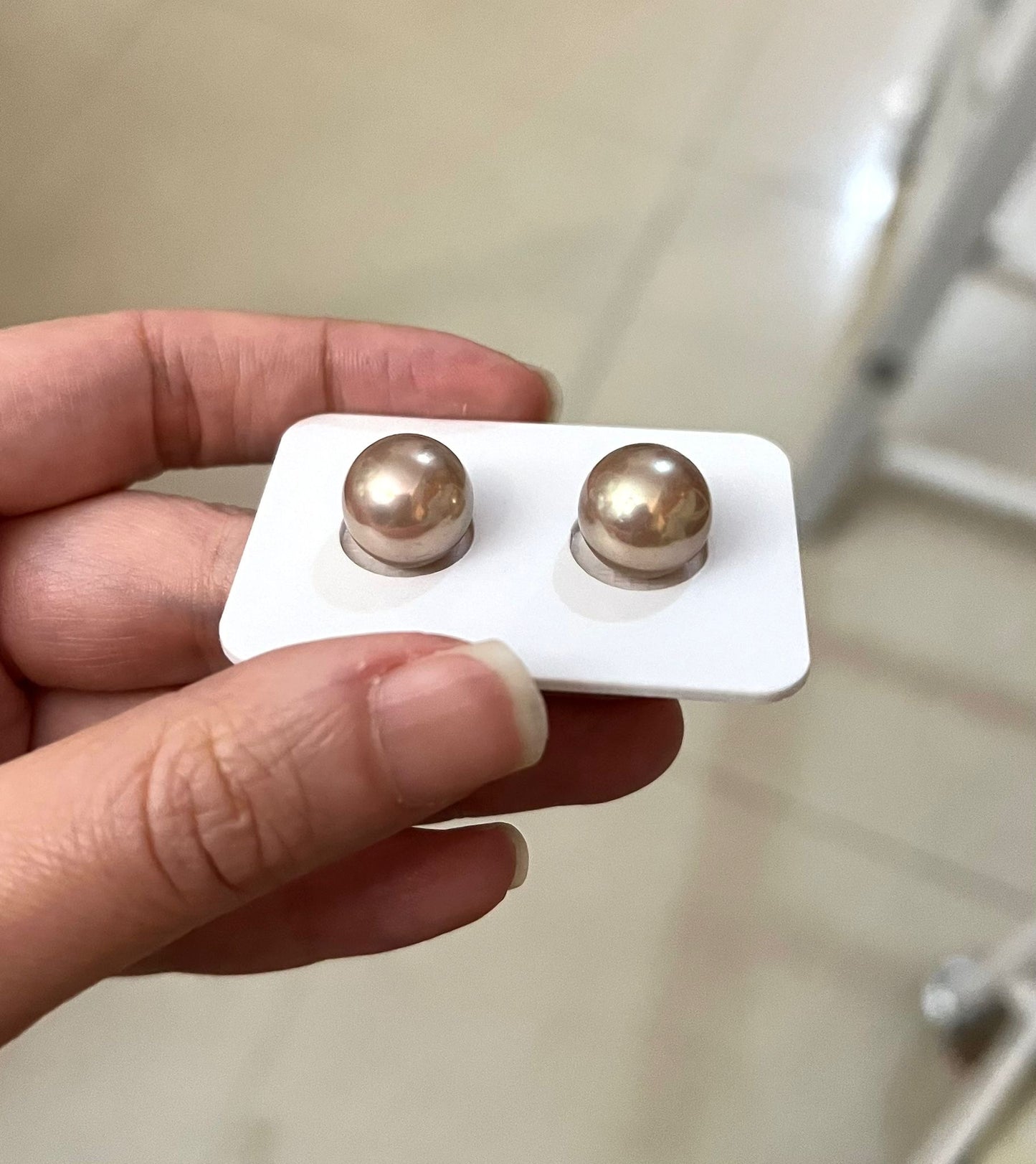 12mm Light Bronze Tone Premium Edison Pearls Earrings