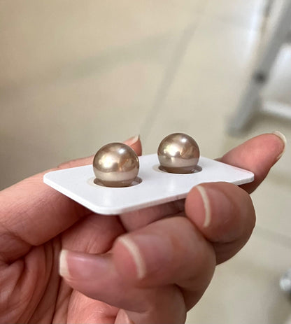 12mm Light Bronze Tone Premium Edison Pearls Earrings