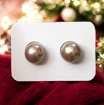 12mm Light Bronze Tone Premium Edison Pearls Earrings