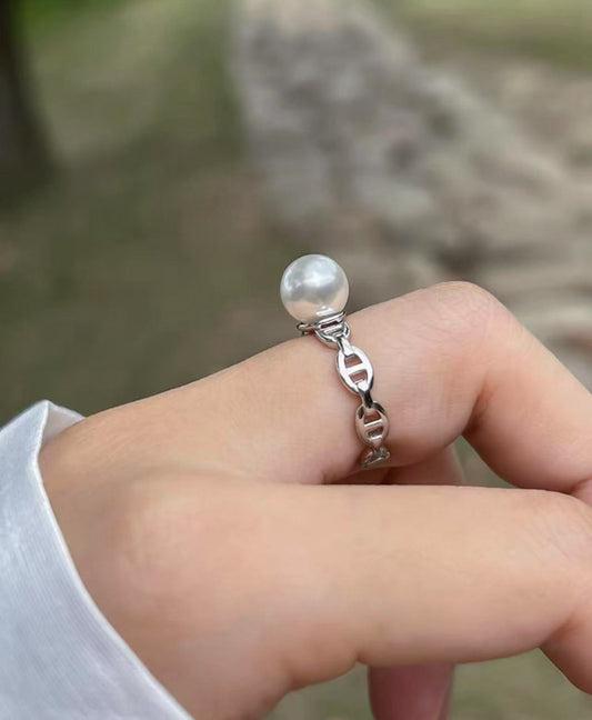 8.5mm Pink Luster Freshwater Pearl Ring