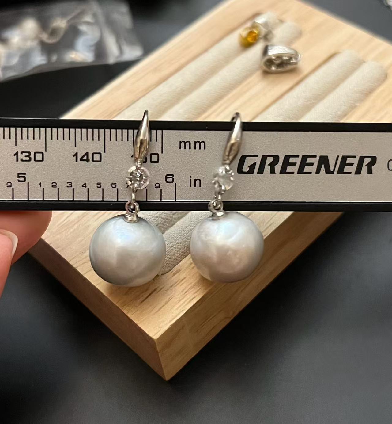 13-14mm Plump Grey Baroque Pearl Drop Earrings