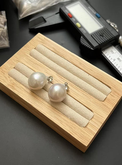 13–14mm 灰銀巴洛克珍珠墜飾
